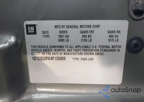 2004 Chevrolet Malibu z USA, uszkodzony, nr VIN 1G1ZS52FX4F135868